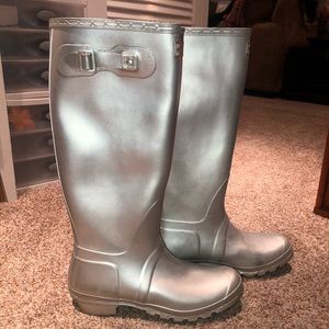Hunter Silver Metallic Tall Rain Boots